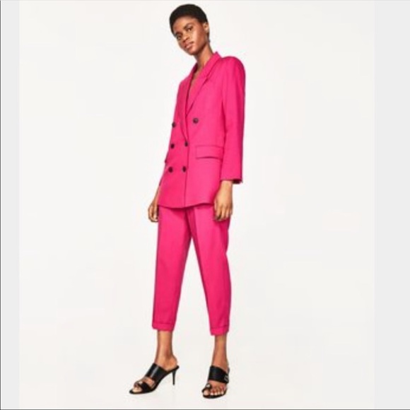 Zara Jackets \u0026 Coats | Zara Hot Pink Fuchsia Double Breasted Blazer | Color: Pink | Size: Xs | Janettekarri's Closet